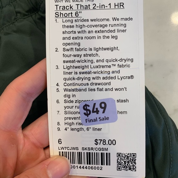 Track that 2 in 1 high rise short olive size 6 - Picture 3 of 3